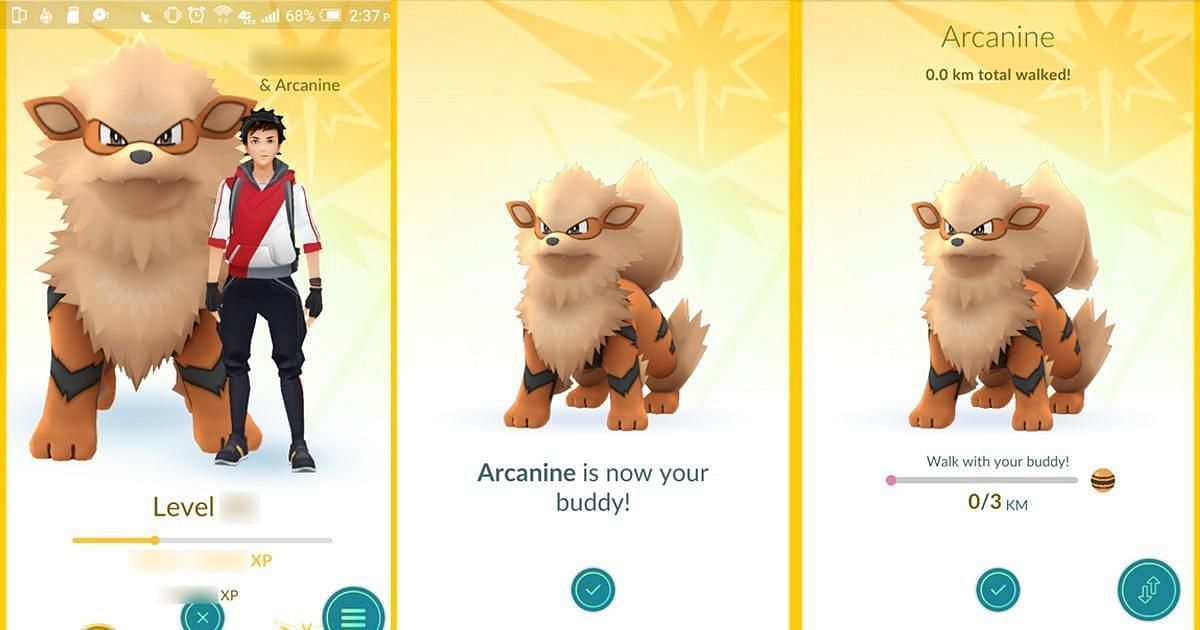 A player alongside their buddy Pokemon, Arcanine (Image via The Pokemon Company)