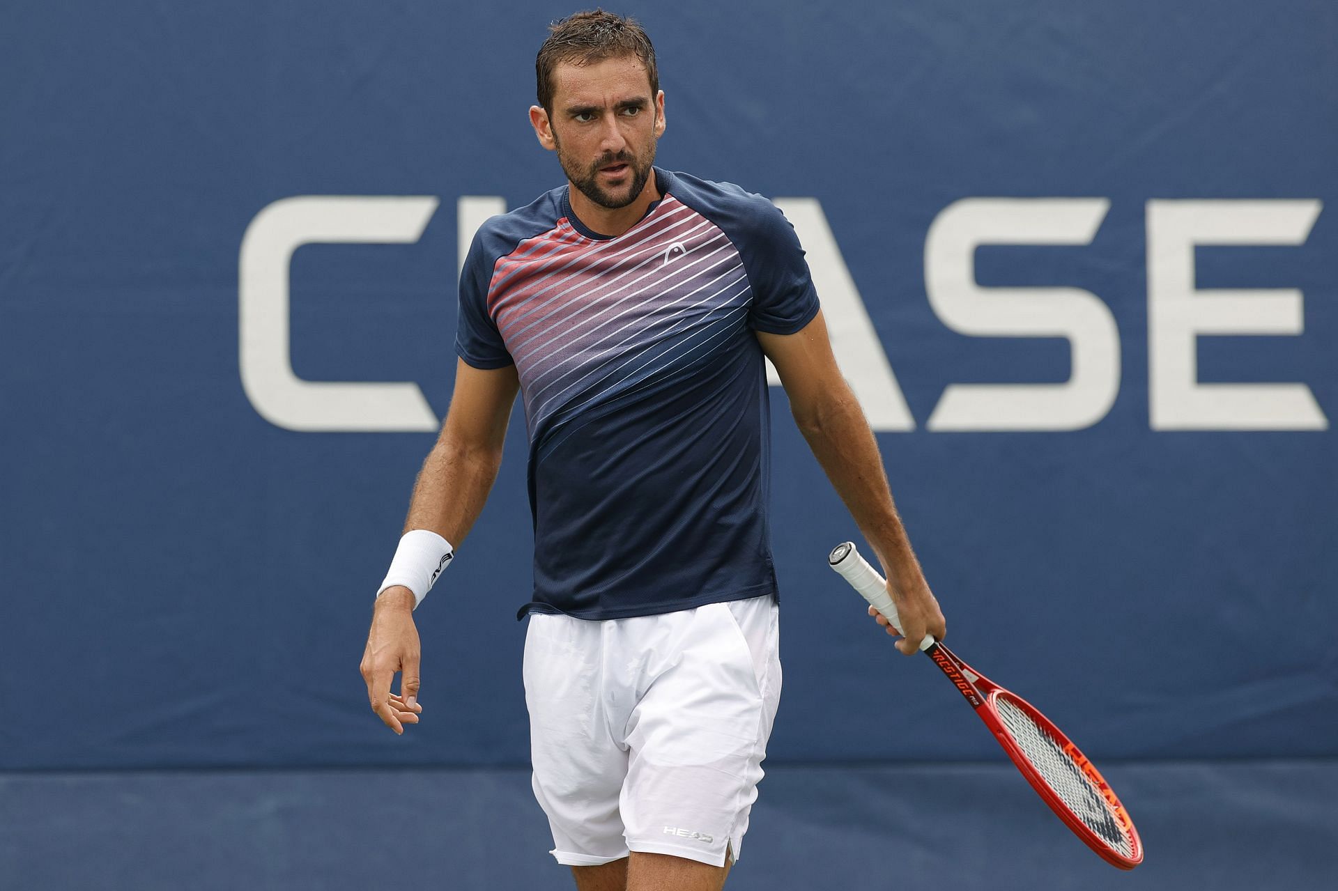 Cilic in action at the 2021 US Open.