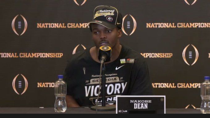 Georgia Star Nakobe Dean Wears Alabama Championship Hat