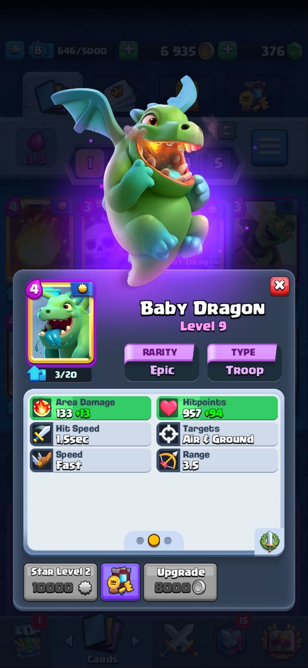 The Baby Dragon card (Image via Clash of Clans)