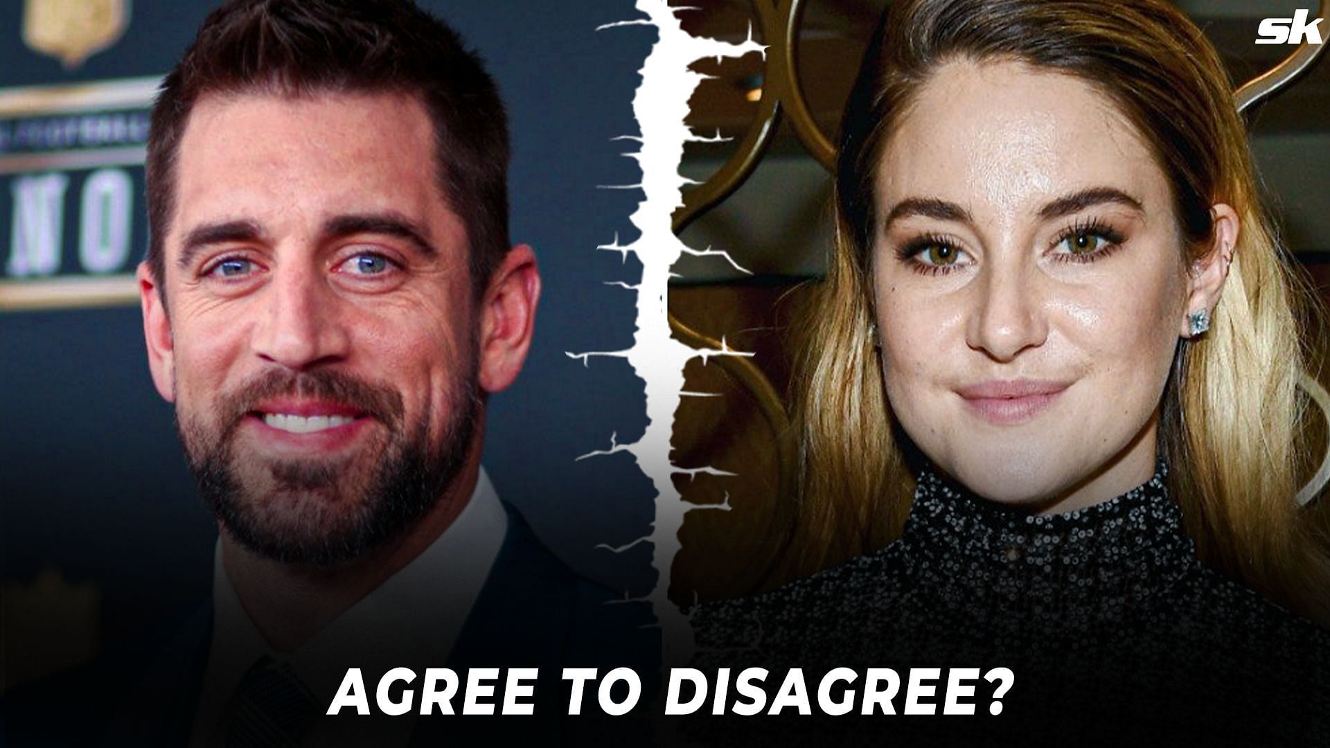 Aaron Rodgers (L) and fiance Shailene Woodley (R)