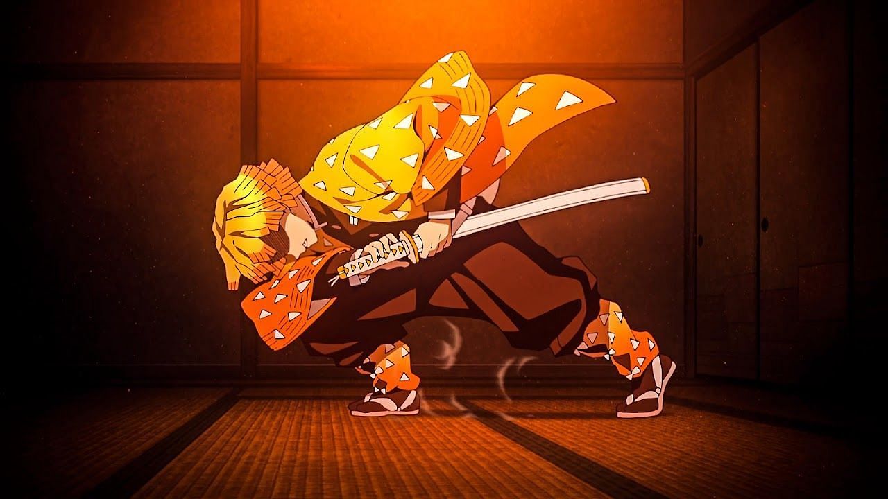 An unconscious Zenitsu prepares to attack in Demon Slayer (Image via Ufotable Studios)