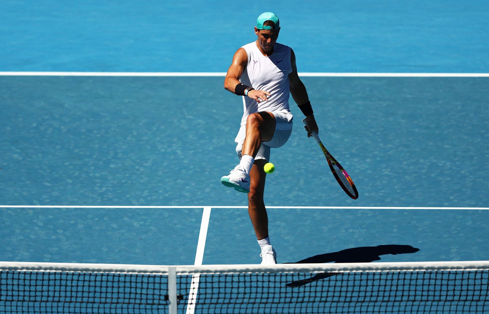 Rafael Nadal trains ahead of the 2022 Australian Open