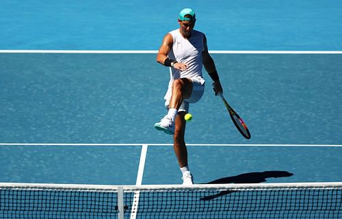 Rafael Nadal trains ahead of the 2022 Australian Open