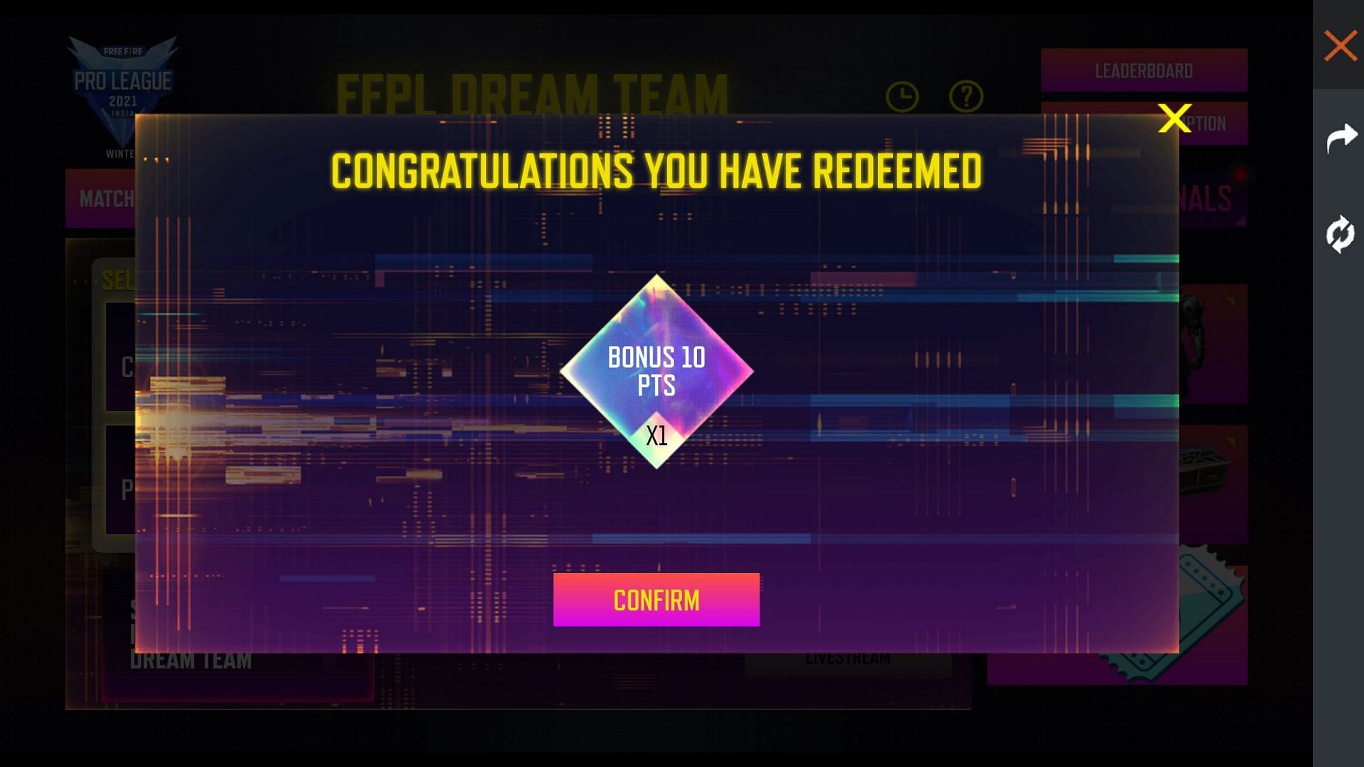 The reward for latest Free Fire redeem code (Image via Garena)