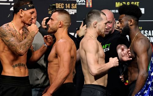 Holloway-Volkanovski face-off (left); Yan-Sterling face-off (right)