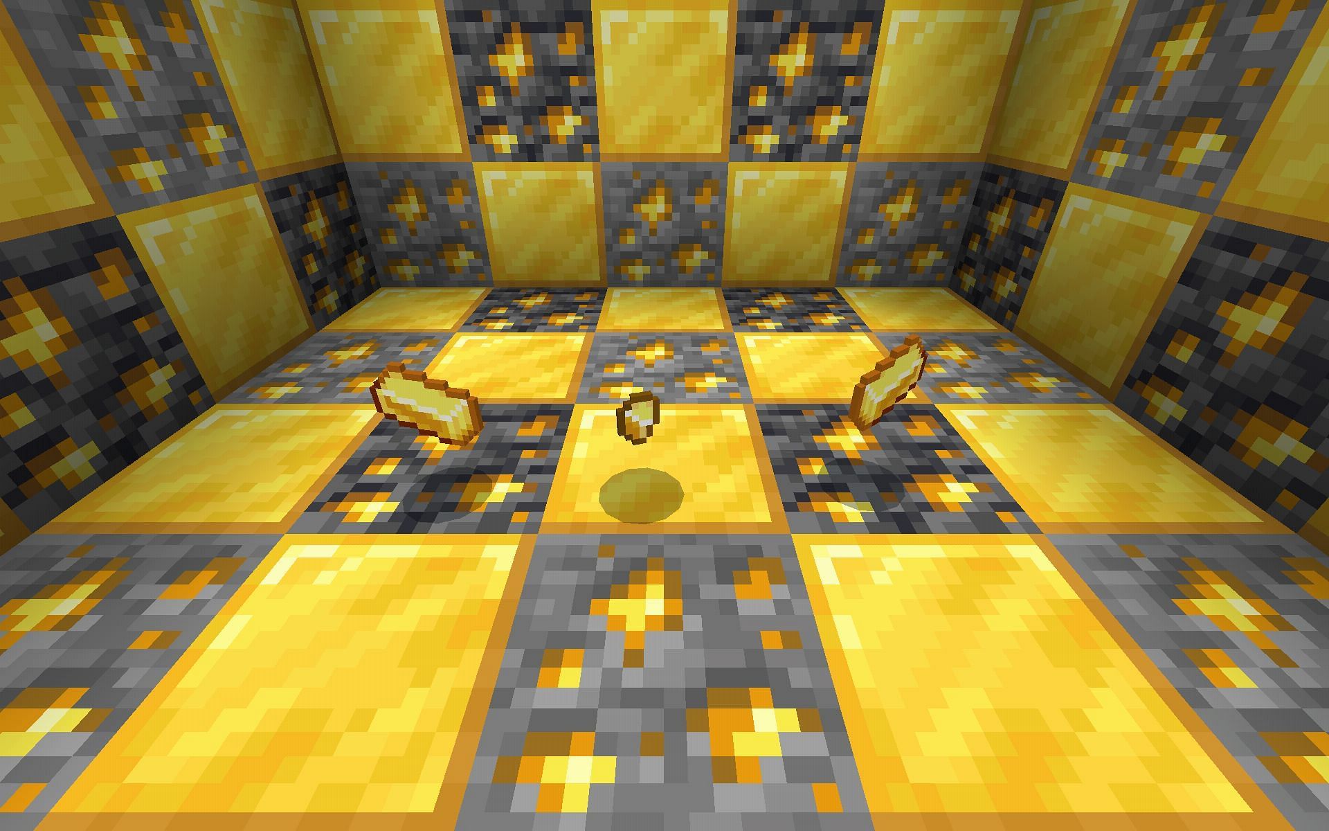 Gold ore, blocks, ingots, and nuggets (Image via Mojang)