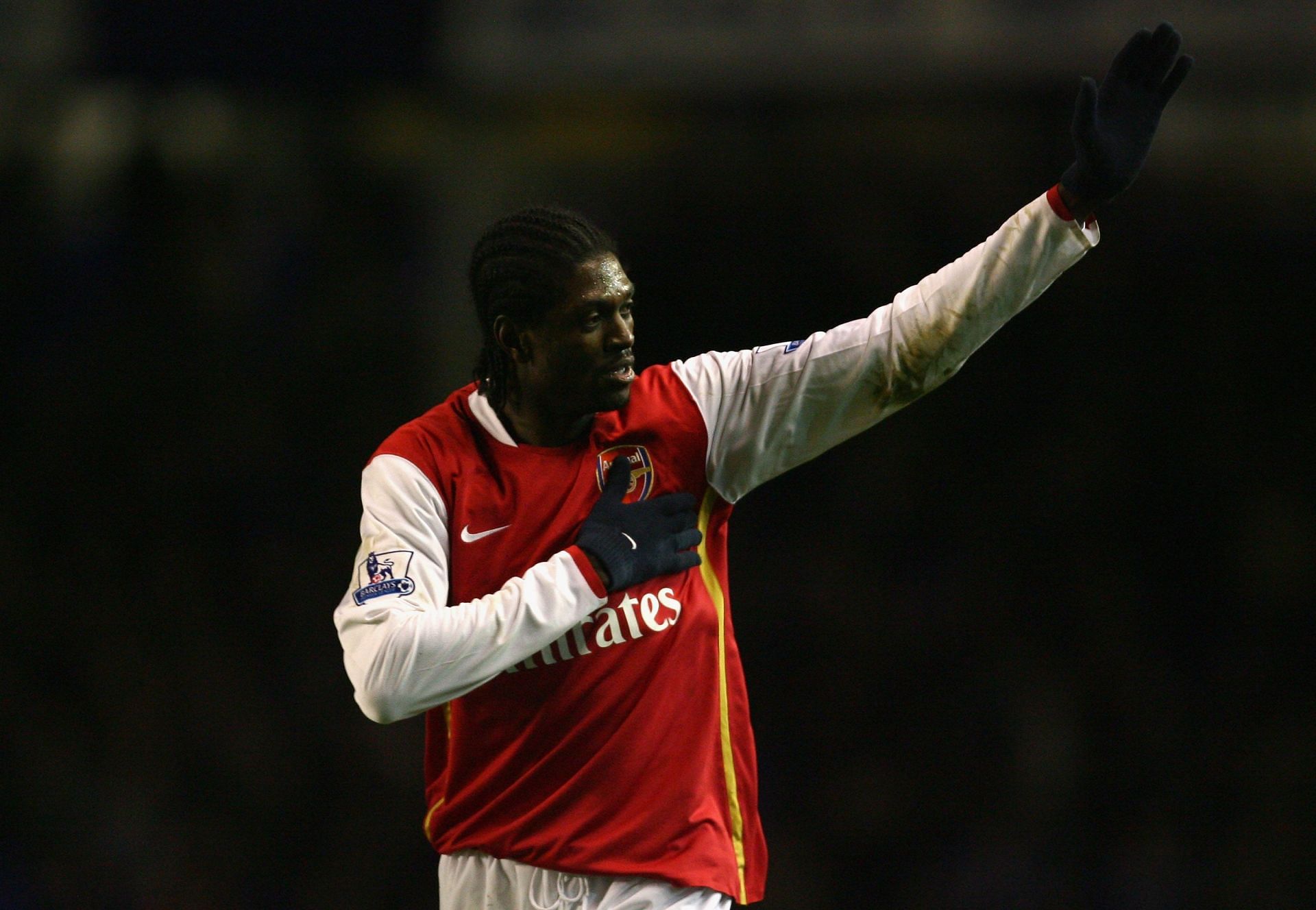 Adebayor captured in a Premier League game.