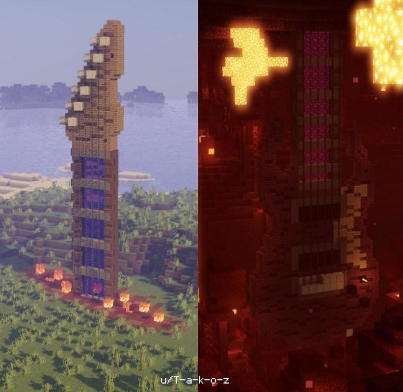 An even more interesting take on a sword nether portal build (Image via Mojang)