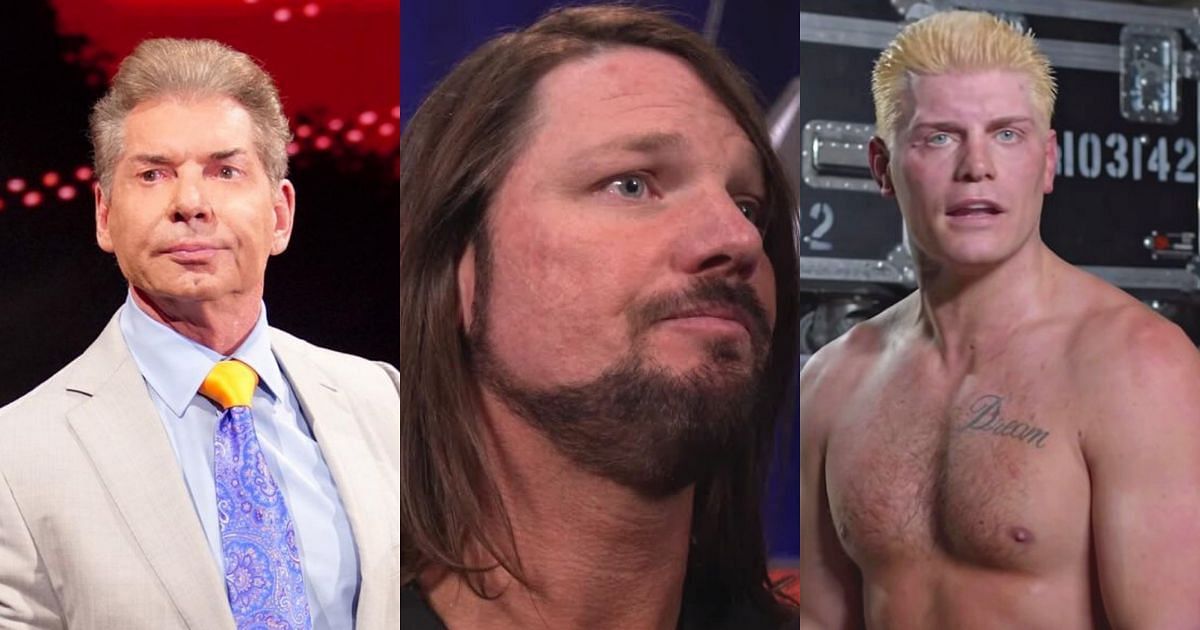Vince McMahon, AJ Styles, and Cody Rhodes.