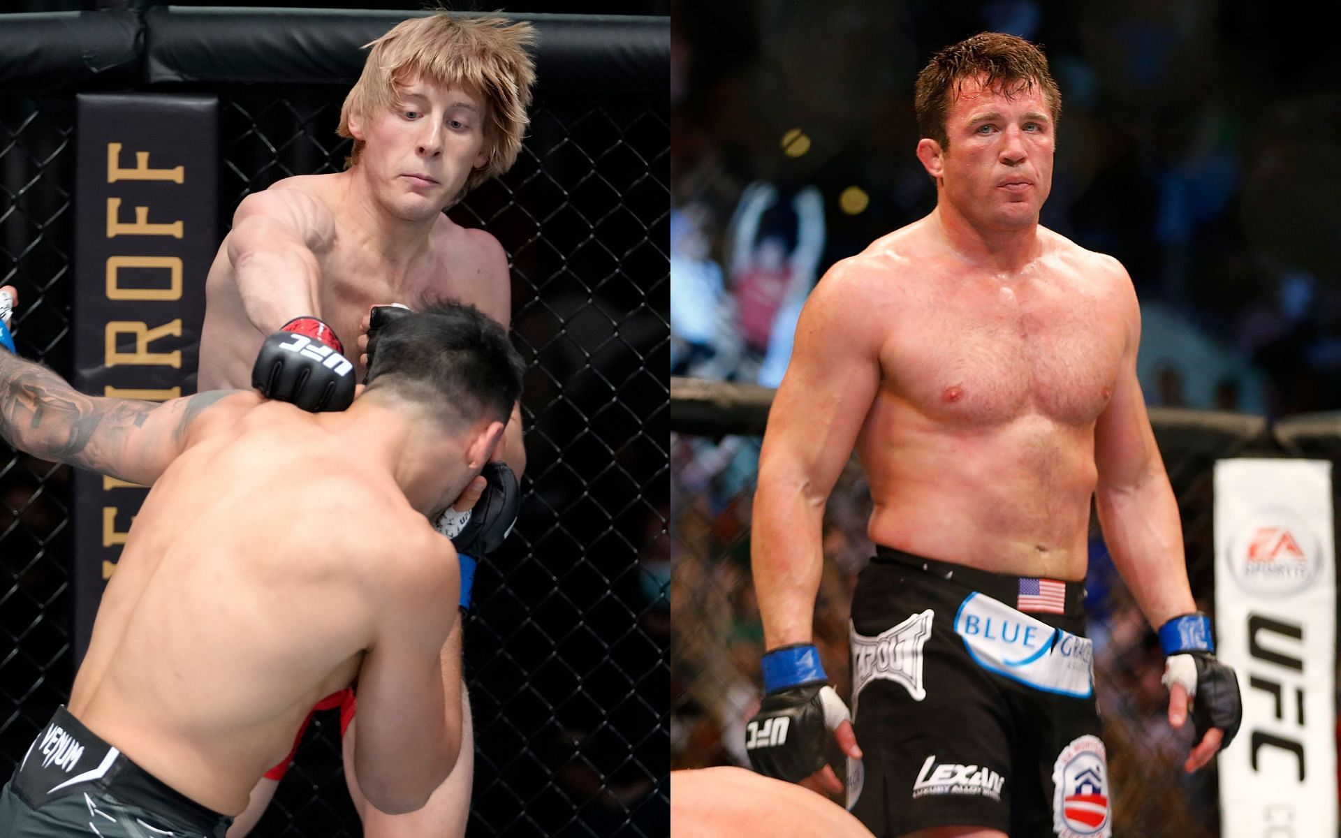 Current and retired UFC fighters Paddy Pimblett (left) and Chael Sonnen (right), respectively
