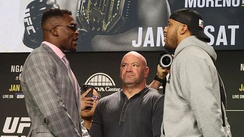 Francis Ngannou and Ciryl Gane come together for a staredown