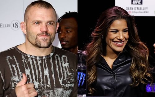 Former UFC light heavyweight champion Chuck Liddell (left) and current UFC women's bantamweight titleholder Julianna Pena (right)