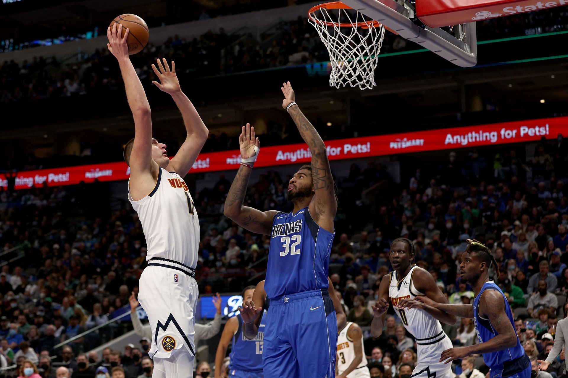 Denver Nuggets center Nikola Jokic draws a foul.