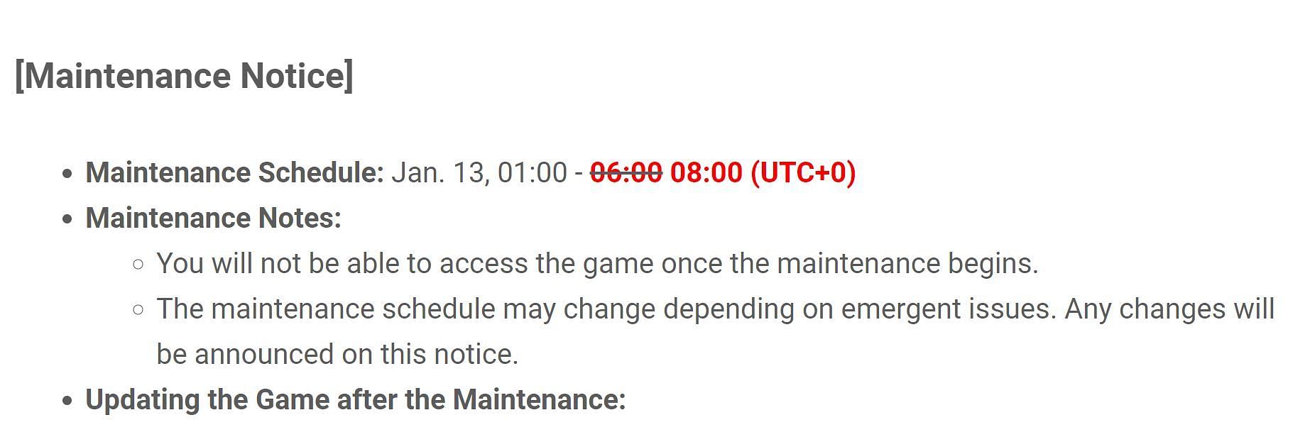Details about the maintenance schedule (Image via PUBG New State)
