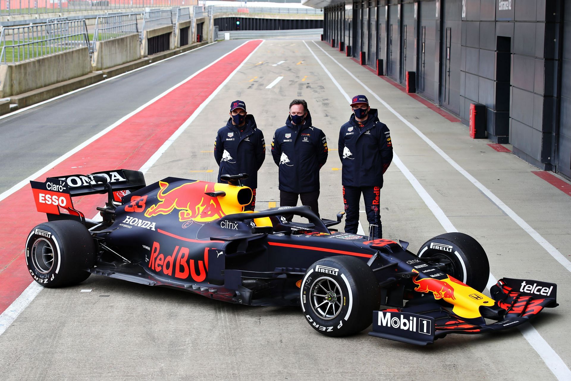 Red Bull Racing Filming Day - Sergio Perez, Christian Horner, and Max Verstappen