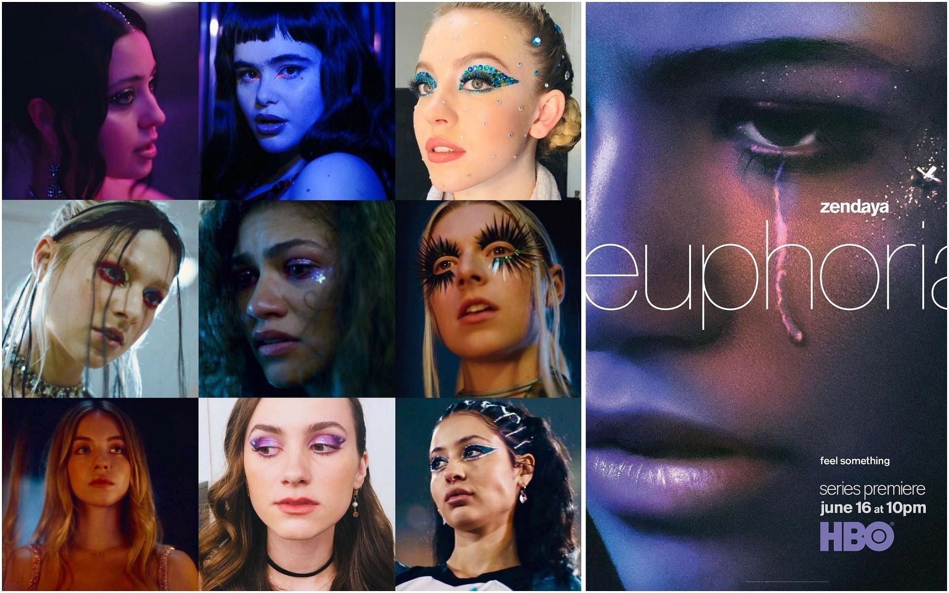 Some of the makeup looks from &#039;Euphoria&#039; (Image via Euphoria and donni.davy/Instagram)