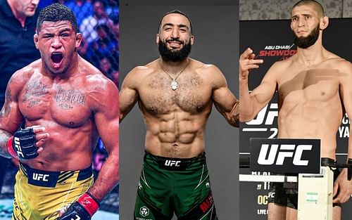Gilbert Burns (left), Belal Muhammad (right), Khamzat Chimaev (right) [Credits: @ bullyb170, @gilbert_burns via Instagram]