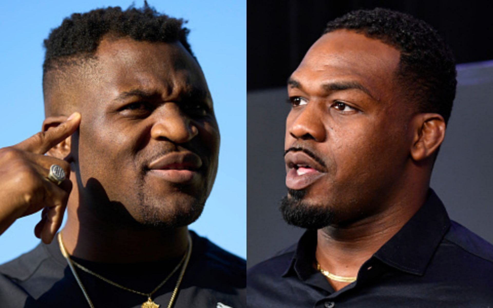 Francis Ngannou (left); Jon Jones (right)