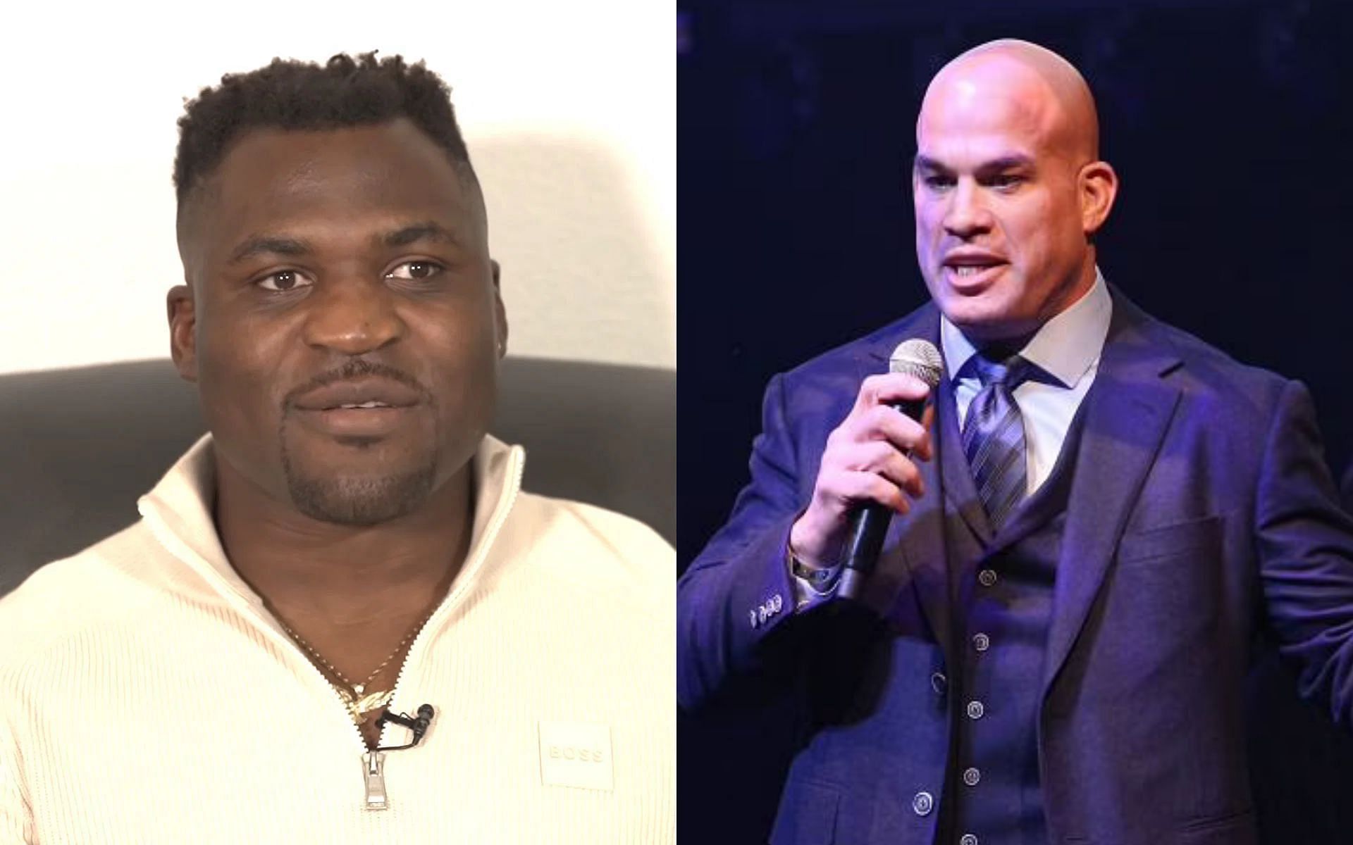 Francis Ngannou (left) and Tito Ortiz (right)