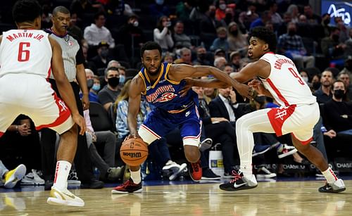 Andrew Wiggins of the Warriors against the Rockets.