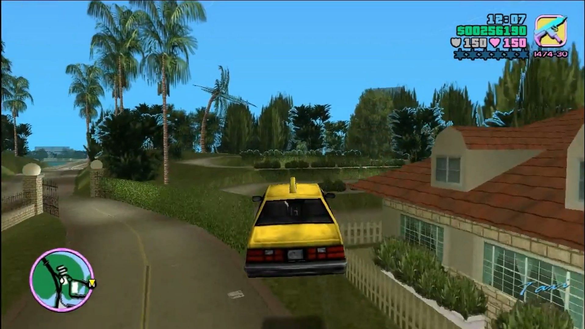 An example of a jumping taxi in GTA Vice City (Image via Rockstar Games)