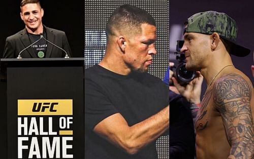 Diego Sanchez, Nate Diaz, and Dustin Poirier (left to right)