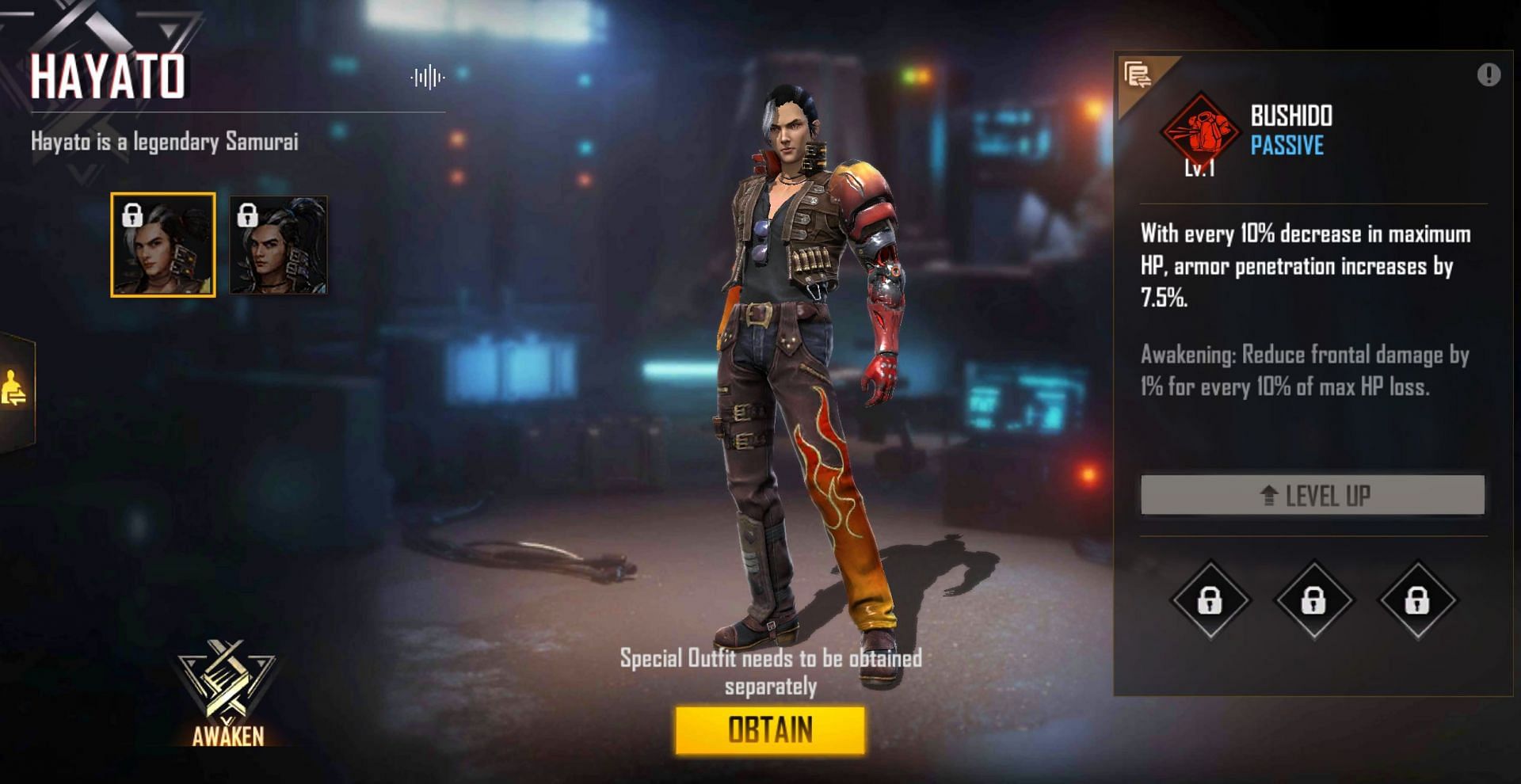 Free Fire में Hayato (Image via Garena)