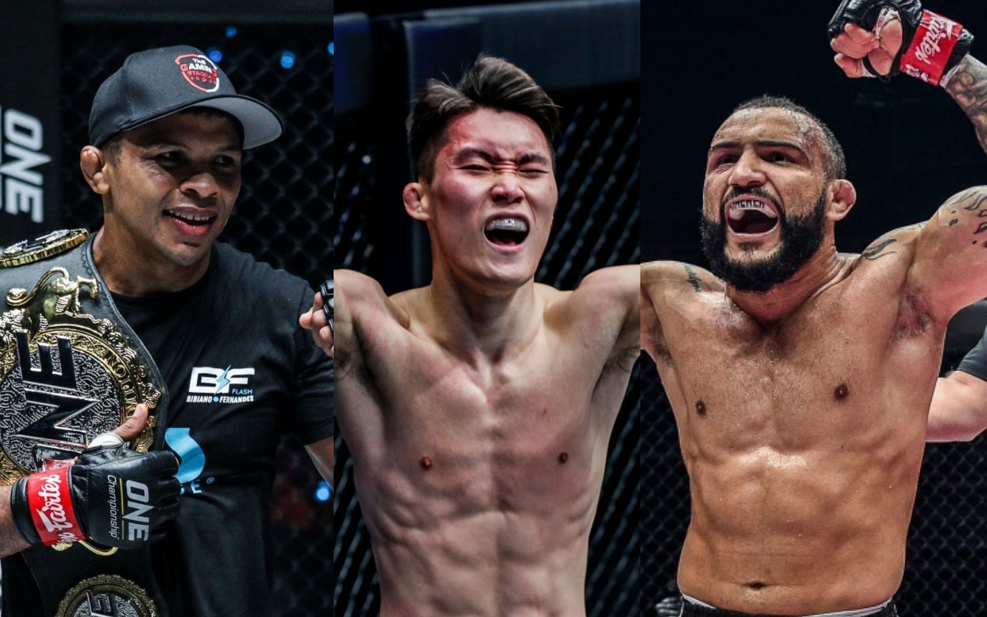 Kwon Won Il (center) roots for John Lineker (right) to win over Bibiano Fernandes (left) | Photo: ONE Championship