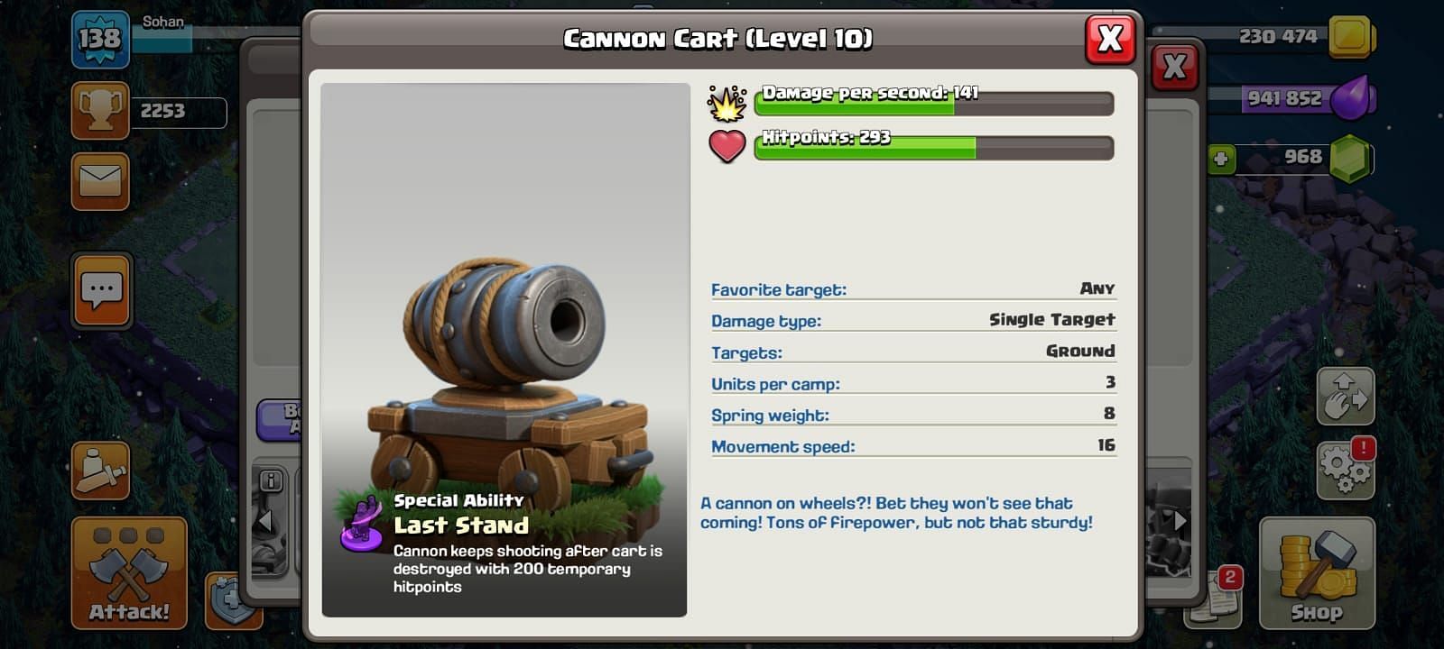 The Cannon Cart in Clash of Clans (Image via Sportskeeda)