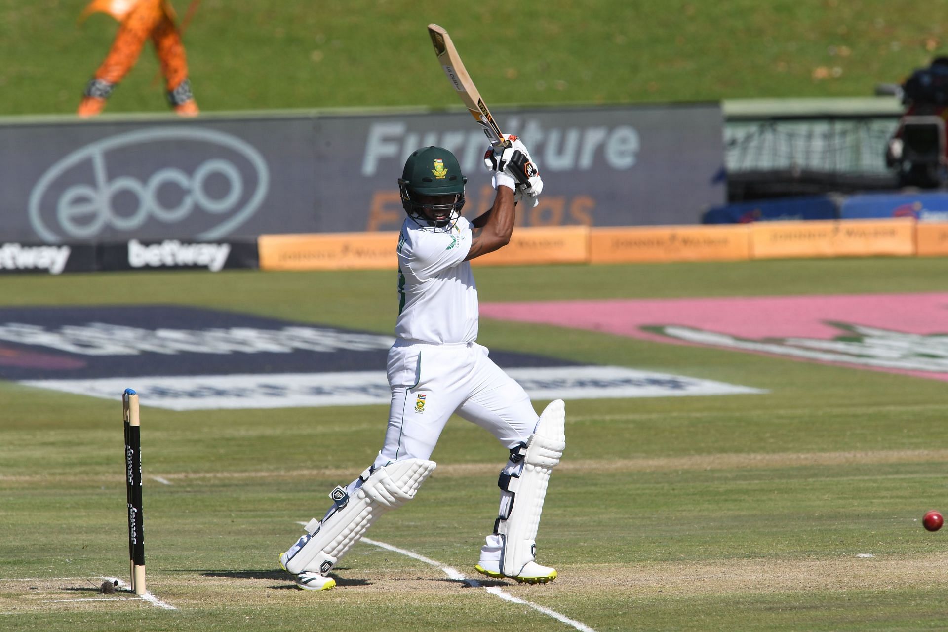South Africa v India: Keegan Petersen playing a cut shot, Cape Town