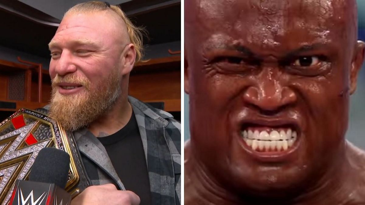 Brock Lesnar (left); Bobby Lashley (right)