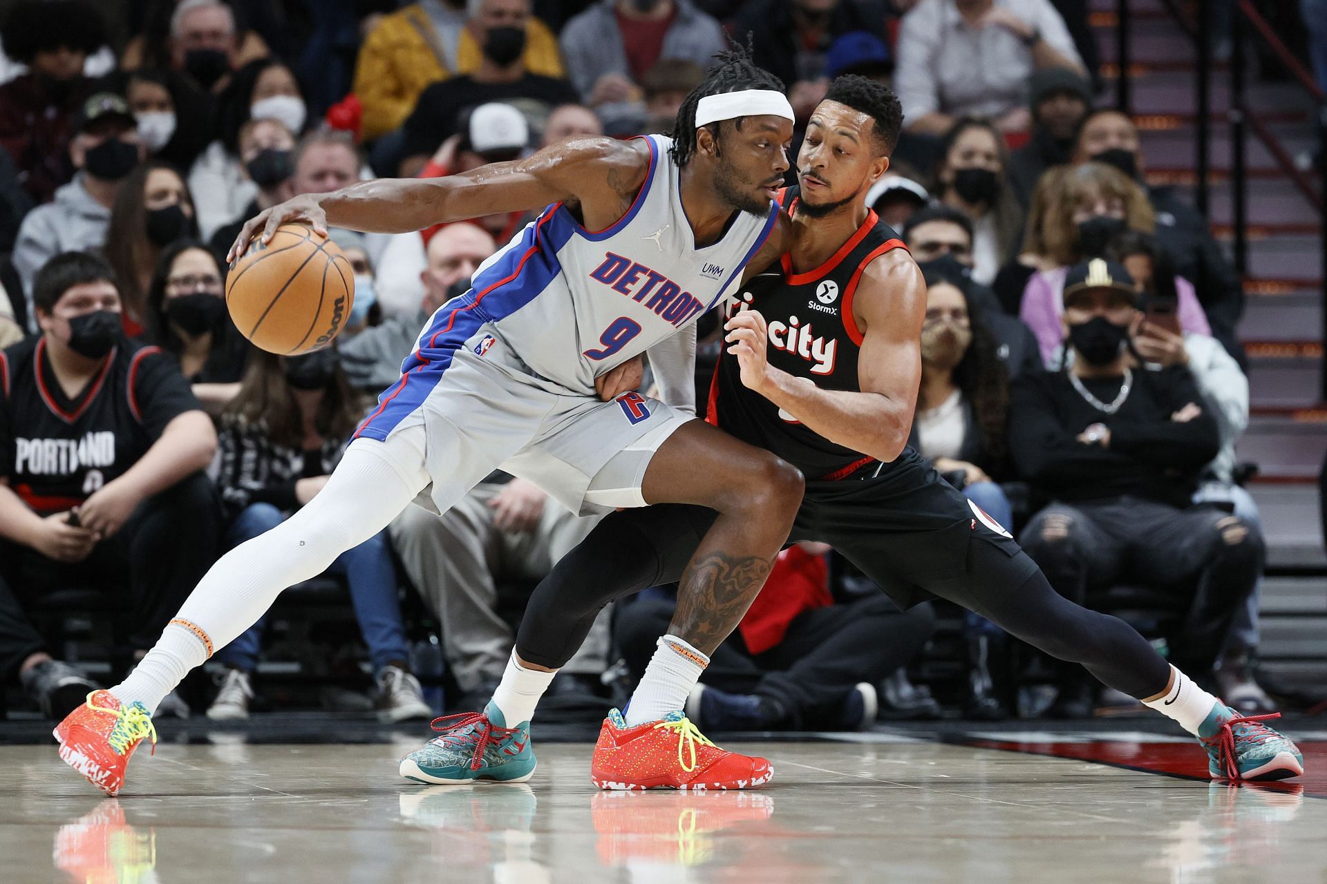 Detroit Pistons forward Jerami Grant with the ball