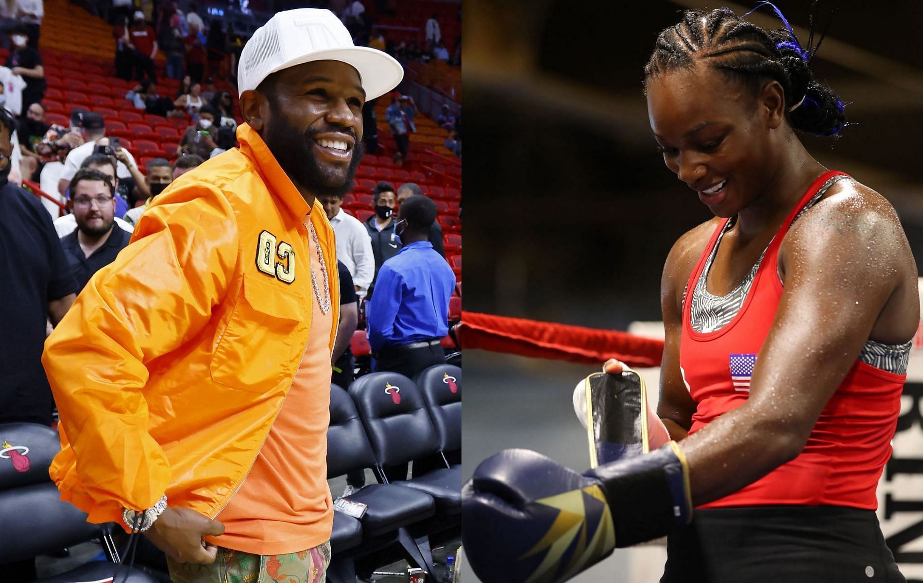 Floyd Mayweather (left) &amp; Claressa Shields (right)