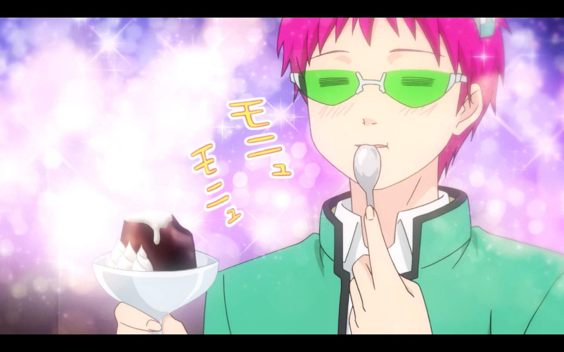 Saiki enjoy coffee jelly (Image via Funimation)