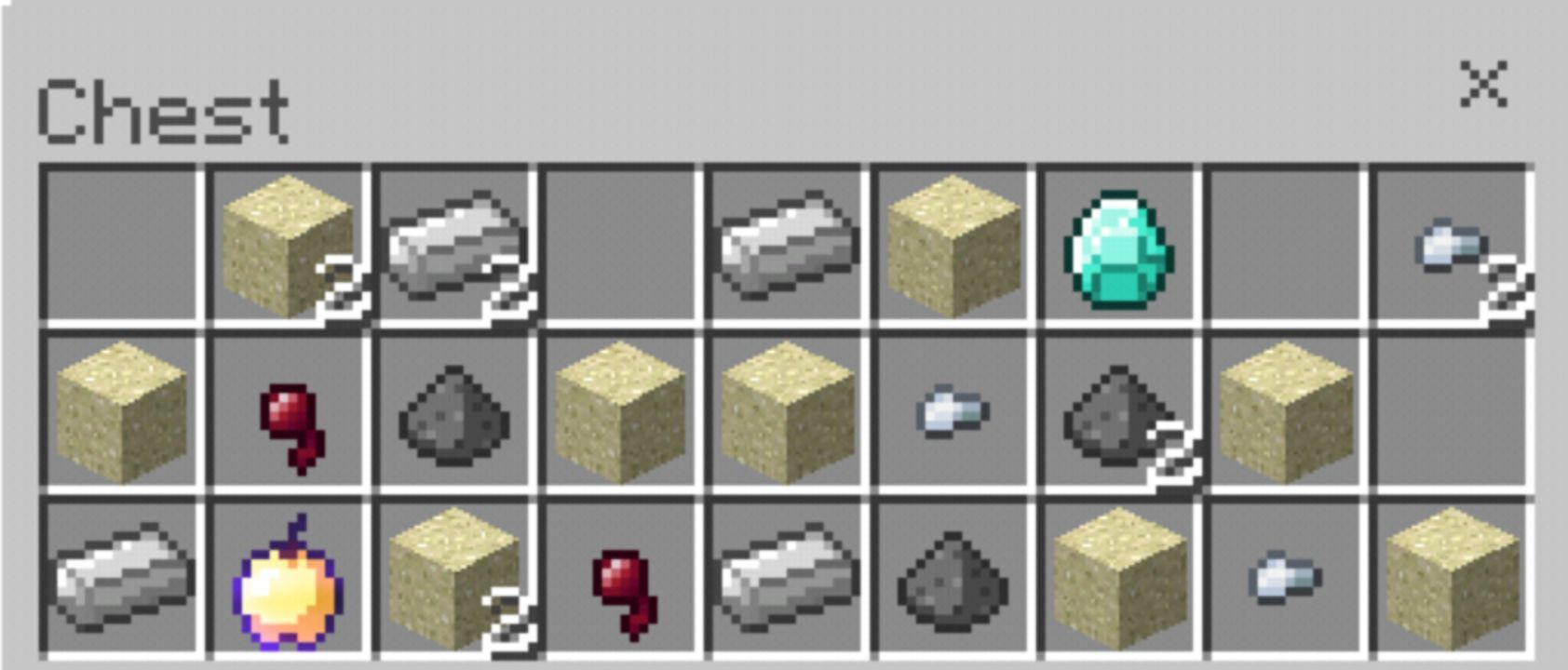 A loot chest&#039;s inventory featuring iron ingots (Image via Mojang)