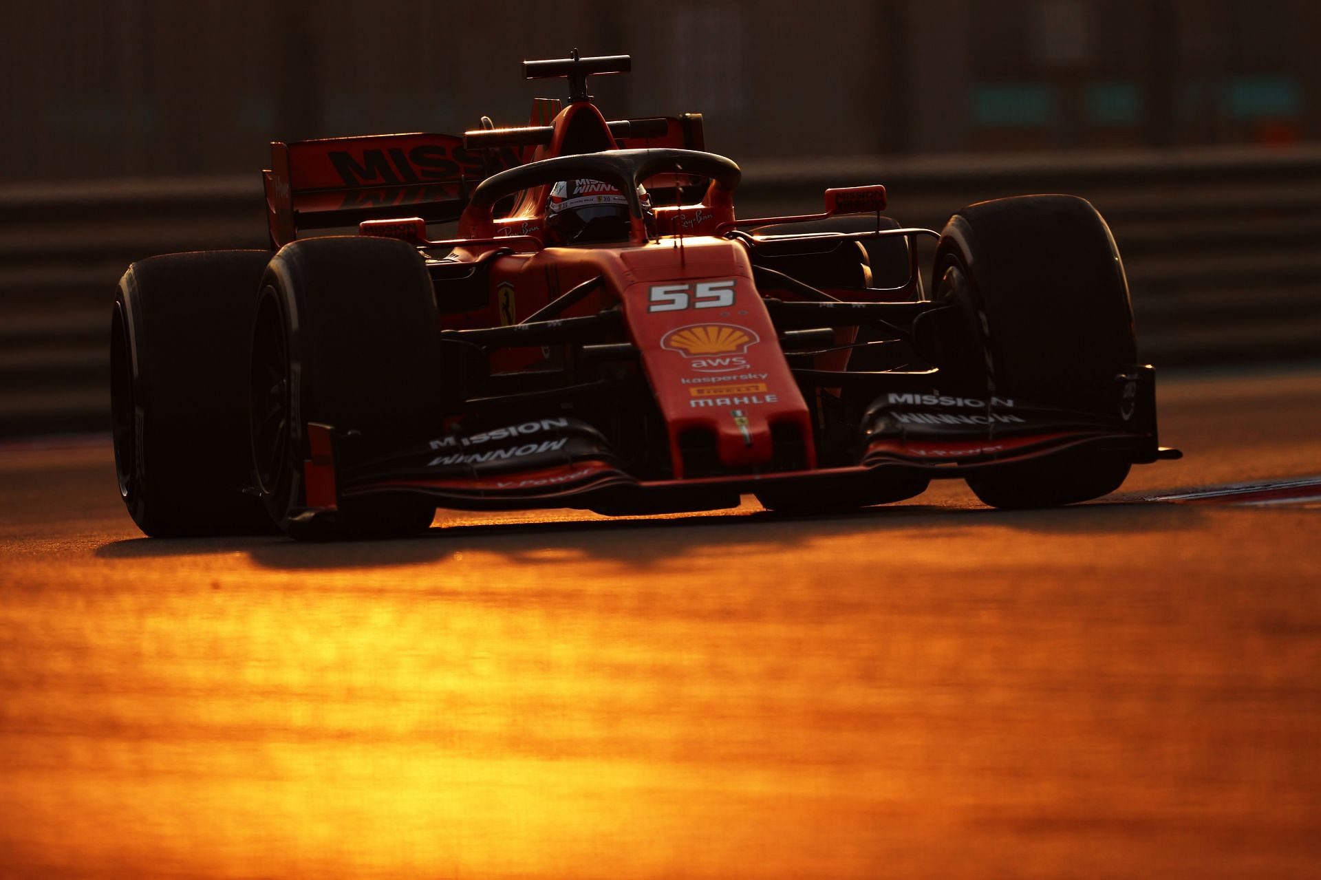 Ferrari of Carlos Sainz during the Testing in Abu Dhabi at the Yas Marina