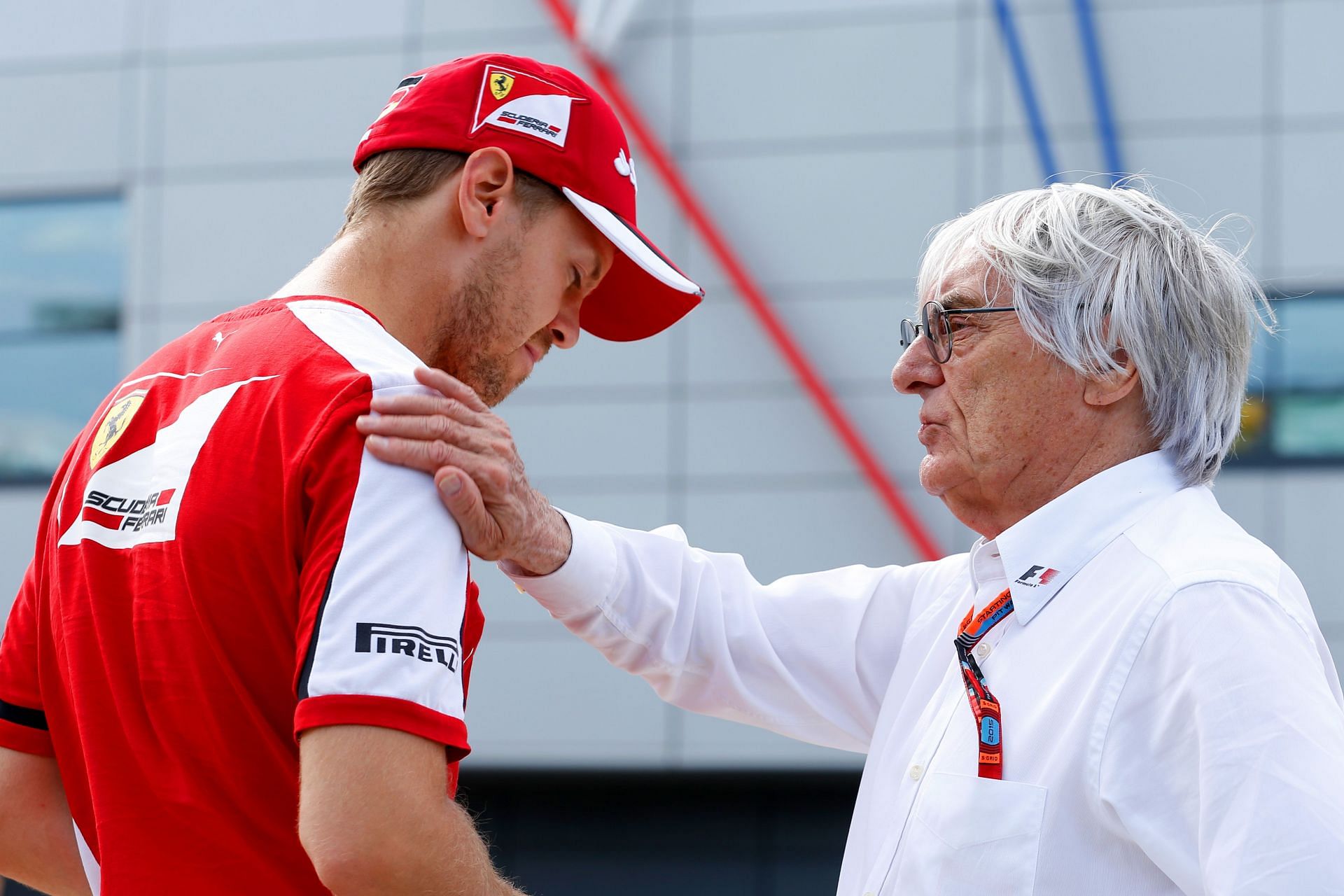Bernie Ecclestone and Sebastian Vettel at the 2018 British Grand Prix