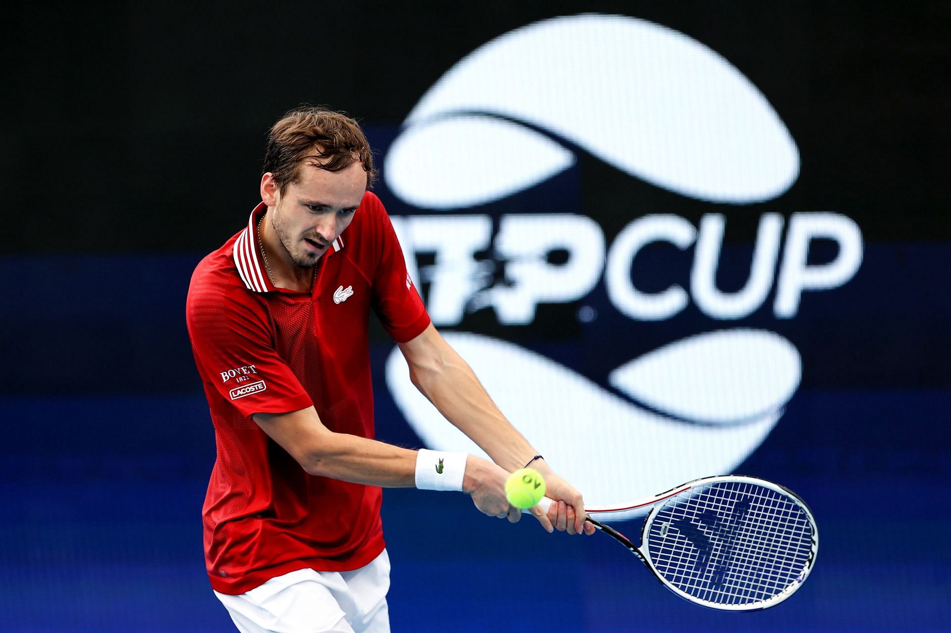 Medvedev in action at the 2022 ATP Cup