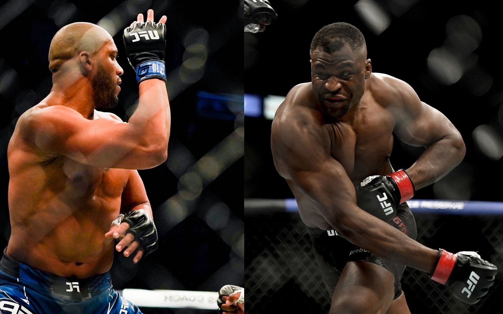 Ciryl Gane (left), Francis Ngannou (Images via Getty: UFC 265: Lewis v Gane &amp; UFC 249 Ngannou v Rozenstruik]