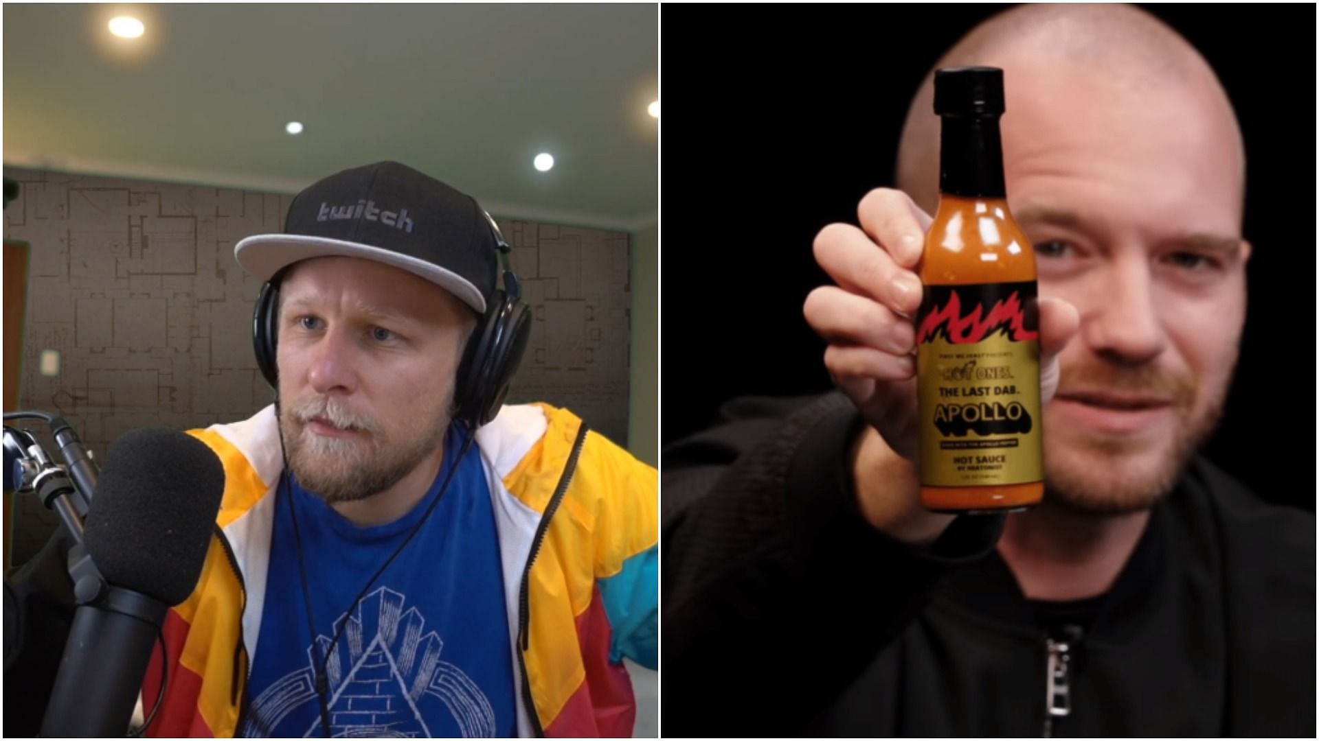 Streamer Quinn69 (pictured left) attempted to take on The Last Dab: Apollo, one of the most famous hot sauces with a Scoville rating of over 2 million (Image via Sportskeeda)