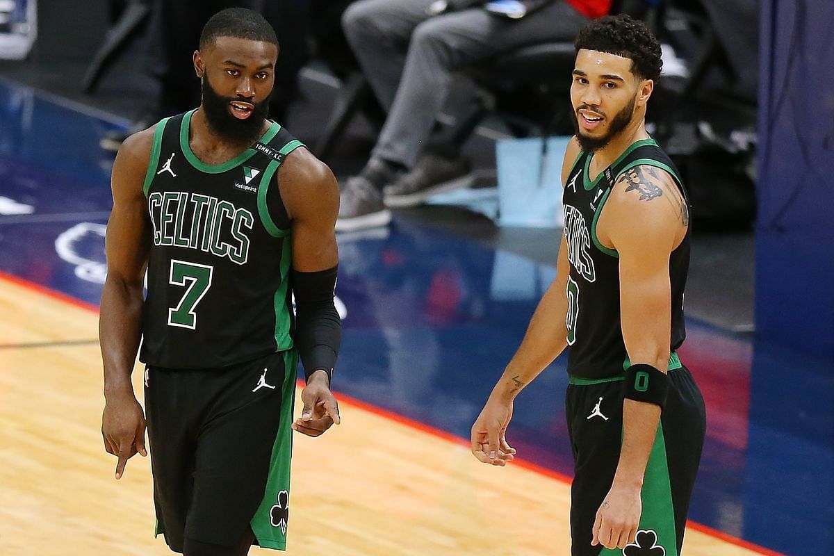 Jayson Tatum and Jaylen Brown will lead the Boston Celtics against the San Antonio Spurs. [Photo: CelticsBlog]