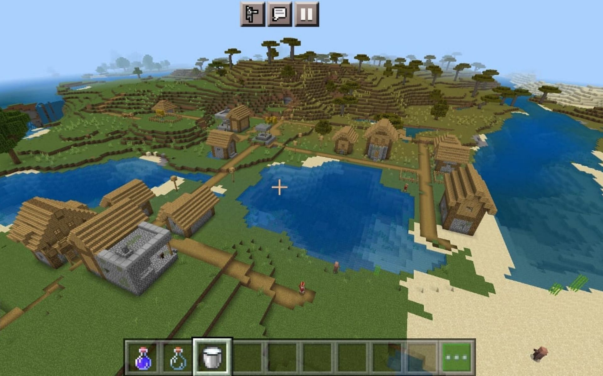 Stronghold village at spawn (Image via Minecraft)