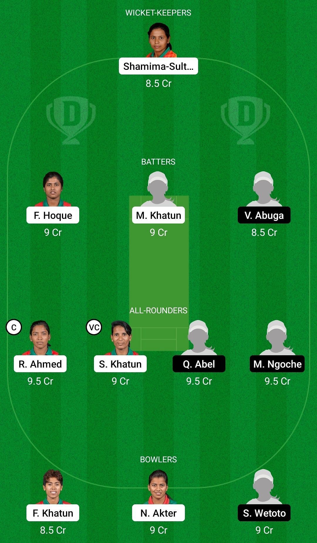 Dream11 Team for Kenya Women vs Bangladesh Women - Commonwealth Games Women’s Cricket Qualifier 2022.