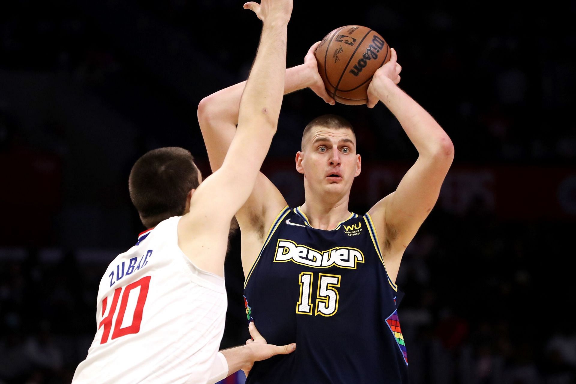 Nikola Jokic of the Denver Nuggets vs Los Angeles Clippers.