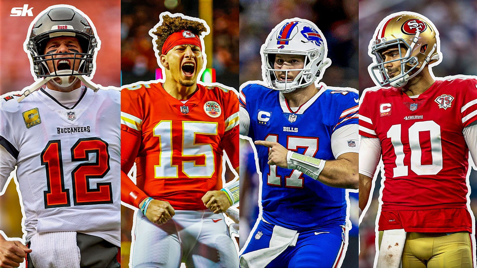 Tom Brady, Patrick Mahomes, Josh Allen and Jimmy Garoppolo