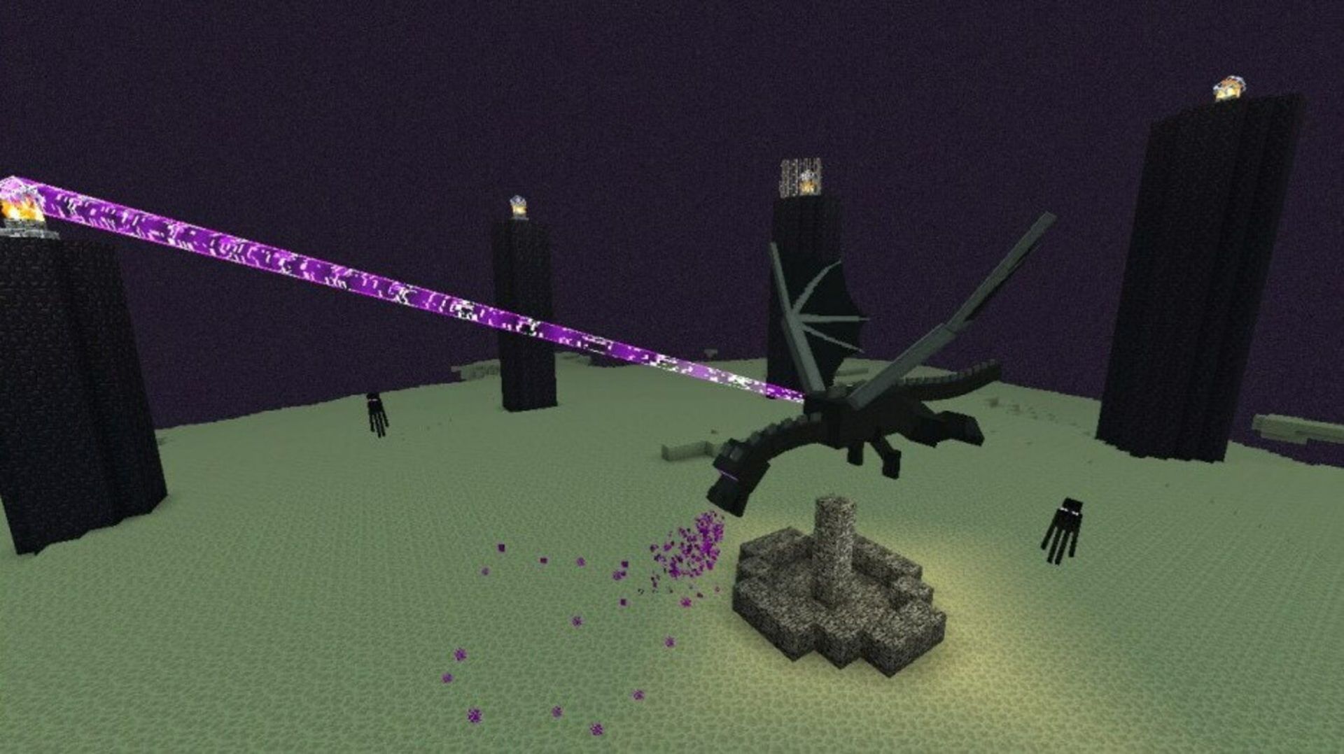 Aside from end cities and the ender dragon fight, the End is a bit sparse (Image via Mojang)