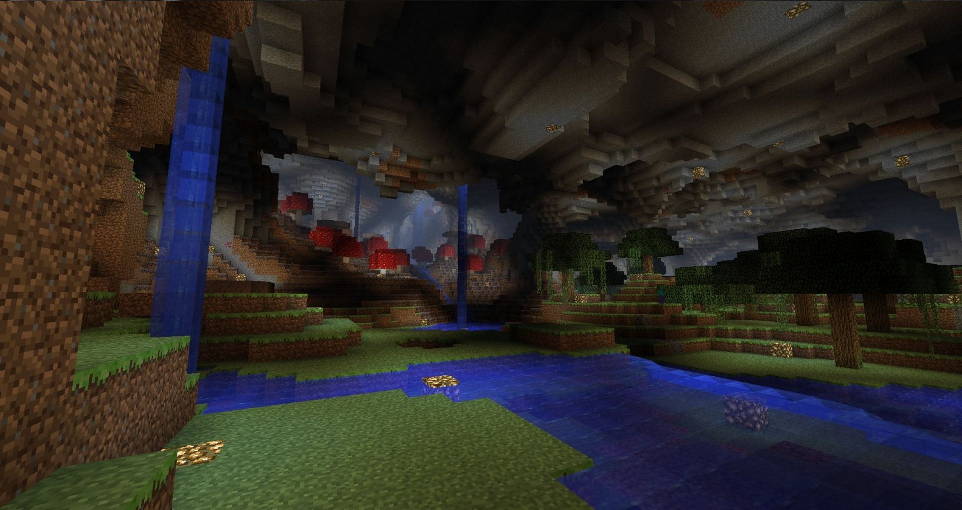 Much can be built in Minecraft without ever staying above-ground (Image via Mojang)