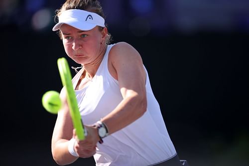 Barbora Krejcikova in action at the 2021 WTA Finals