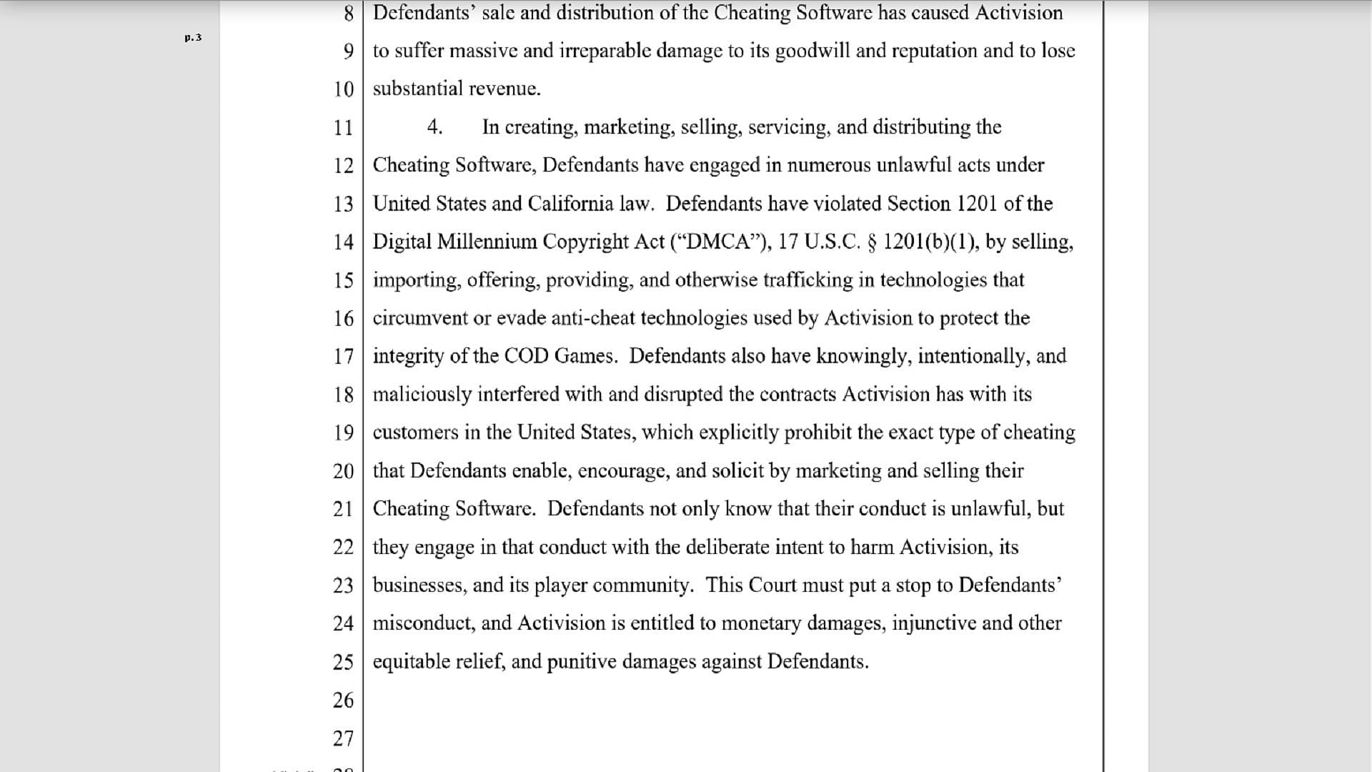 A portion of the lawsuit in question (Image via Cloud Document)